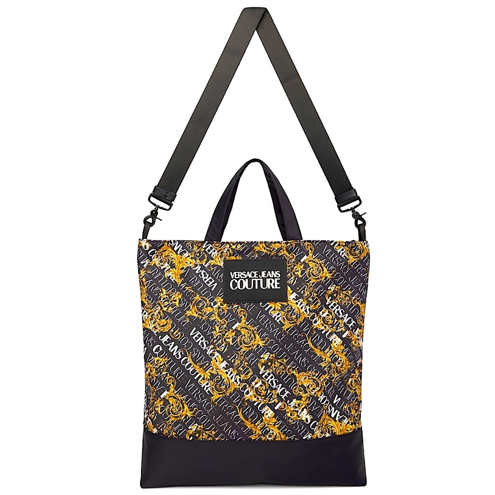 Versace Jeans Couture Black Baroque Logo Bag